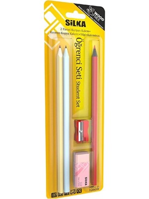 Silka Öğrenci Seti Blister (2 Kurşun Kalem +1 Kırmızı Kalem +1 Pastel Silgi +1 Kalemtıraş) Art.649
