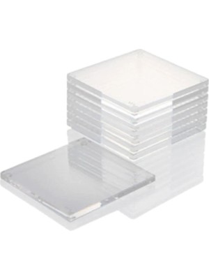 PremiumPort Şeffaf Akrilik Kare Bardak Altlığı 8X8CM 6'lı Set, Şık ve Kullanışlı