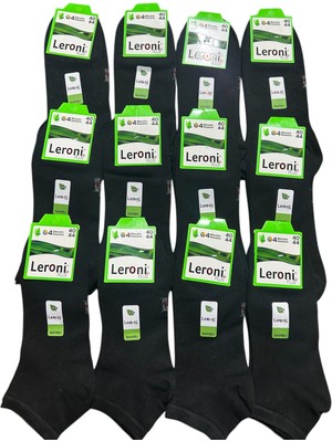 Leroni Plus Erkek Bambu Dikişsiz Patik Çorap 12’li Paket Siyah (40-44)