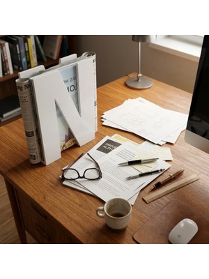 Sumua Store Dekoratif Dergilik Kitap Tutucu Mdf - Modern Masa Üstü Organizer Kitaplık Standı - Harfi Tasarım