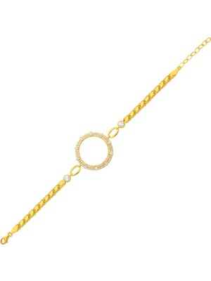 Innuendo Jewelry 925 Ayar Gümüş Taşlı Halka Detaylı Çeyrekli Bileklik