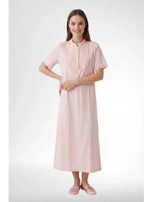 Mecit Pijama Mecit 6366 Somon Kadın %100 Pamuk Uzun Gecelik