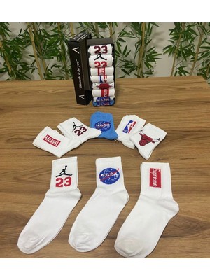 Aygan Store 8'li Unisex Çok Renkli Kolej Tenis Spor Çorap Seti