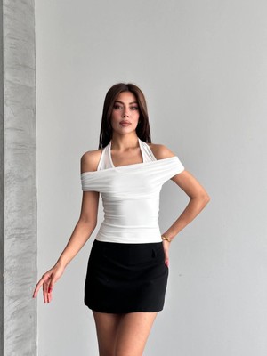 Shopping Shop Içi Kendinden Atlet Madonna Bluz Beyaz