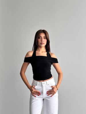 Shopping Shop Içi Kendinden Atlet Madonna Bluz Sıyah