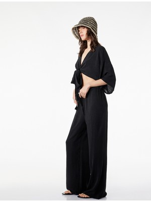 Koton Beli Bağcıklı Geniş Paça Aerobin Pantolon