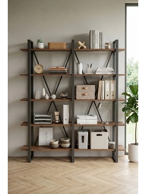 Robin Home Vivaldi E Ofis Büro Kitaplık 5 Raflı Metal Ayaklı