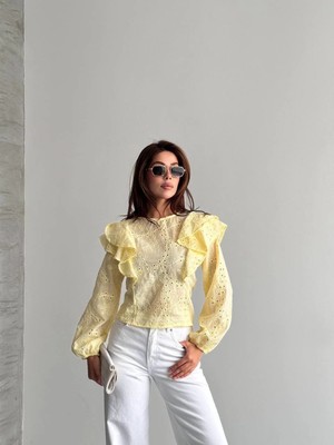 Shopping Shop Kolu Volanlı Fisto Bluz Sarı