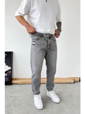 HAFKA Gri Basic Yırtıklı Boyfriend Pantolon