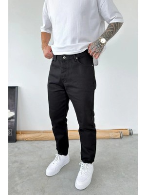 HAFKA Siyah Basic Boyfriend Pantolon