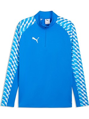 Puma TEAMLIGA26 Training 1/4 Zip Erkek Futbol Antrenman Uzun Kollu Tişört 65972402 Mavi