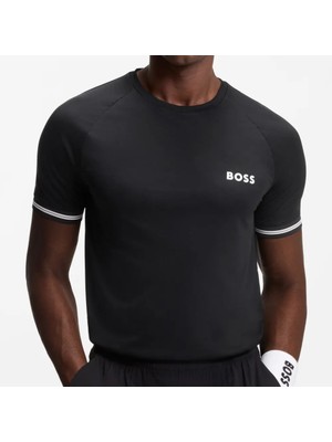 Boss Erkek Kısa Kol Bisiklet Yaka Kısa Boy Pamuklu Siyah T-Shirt 50559207-001