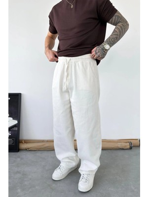 HAFKA Ekru Basic Gabardin Baggy Pantolon