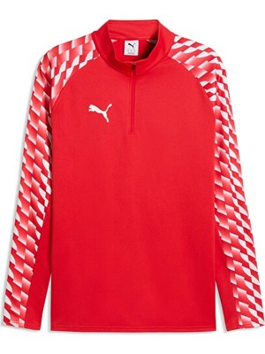 Puma TEAMLIGA26 Training 1/4 Zip Erkek Futbol Antrenman Uzun Kollu Tişört 65972401 Kırmızı