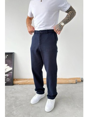 HAFKA Lacivert Dokulu Basic Baggy Pantolon