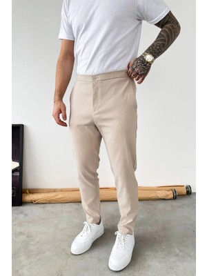 HAFKA Bej Tensel Kumaş Regular Fit Pantolon