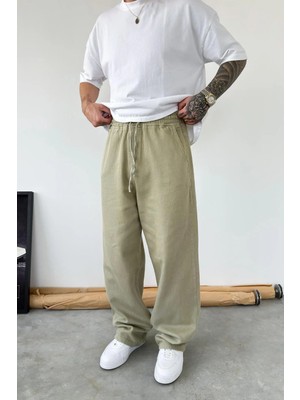 HAFKA Haki Basic Gabardin Baggy Pantolon