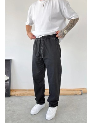HAFKA Füme Beli Lastikli Baggy Pantolon