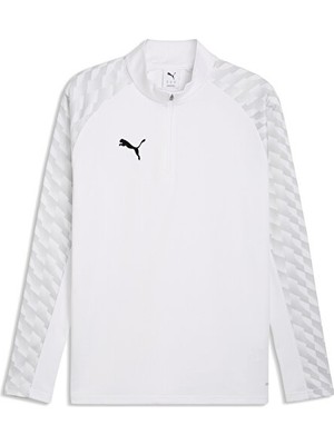 Puma TEAMLIGA26 Training 1/4 Zip Erkek Futbol Antrenman Uzun Kollu Tişört 65972404 Beyaz