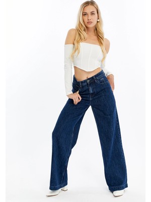 BLAYF Laila Baggy Mavi Pamuk Kadın Jean Pantolon