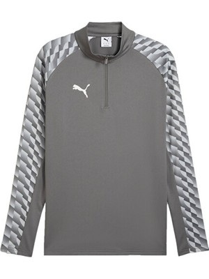 Puma TEAMLIGA26 Training 1/4 Zip Erkek Futbol Antrenman Uzun Kollu Tişört 65972413 Gri