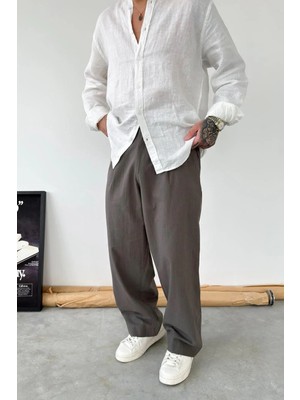HAFKA Haki Premium Baggy Keten Pantolon