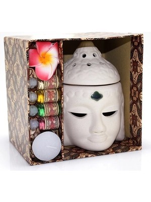 TeknoKapsül Seramik Buda Büstü Buhurdanlık Seti No:03