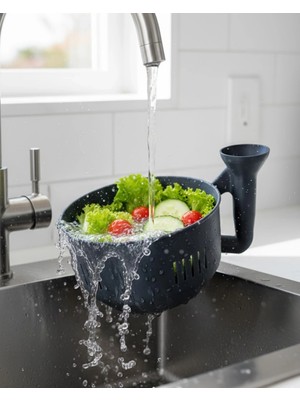 Die Grup  Modern Tasarımlı Sebze Yıkama Kabı Süzgeçli Pratik Mutfak Aparatı