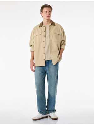 Koton Pamuklu Cepli Oversize Normal Bel Bol Skater Jean Pantolon