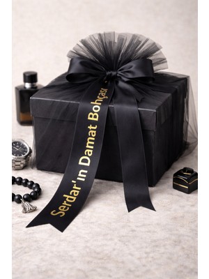 Frisson Siyah Damat Bohça Kurdelesi , Bohça Süsü, Gelin Çeyiz Düğün Nişan Valiz Bavul 1 Adet