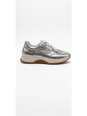 Ustalar Ayakkabı Gümüş Kadın Hakiki Deri Spor Ayakkabı 213.D-212