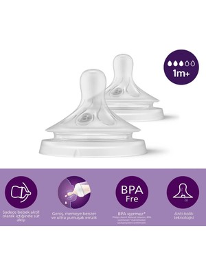 TeknoKapsül Doğal Tepkili Response 2'li Biberon Emziği No:3 1+ Ay