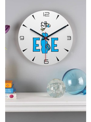 Ahşap Duvar Saati, Ebe Baskılı, Zarif ve Şık Tasarım, Dekoratif Saat