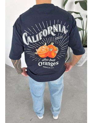 HAFKA Indigo Oranges Baskılı Oversize Tişört