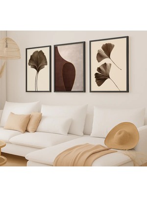 Voba Store 3 Parça Siyah Çerçeve Görünümlü Modern Mdf Tablo Seti 86-1