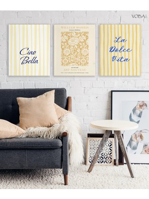 Voba Store 3 Parça Ciao Bella Mdf Dekoratif Tablo Seti