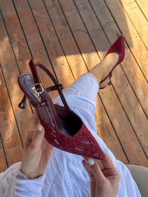 Erva'nın Butiği Bordo Dantelli (Slow) Topuklu Kadın Stiletto
