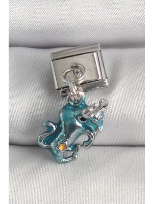 Youday Accessories 316L Çelik Gümüş Renk Sallantı Mavi Boğa Model Charm