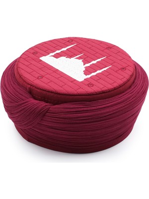 Sarıkhane Cami Sarığı – Bordo Kumaş – Bordo Takke – Düz Sarım – Cami Nakışlı – 7 Metre