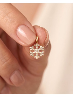 İndigo Takı Kar Tanesi 14 Ayar Altın Kolye Ucu