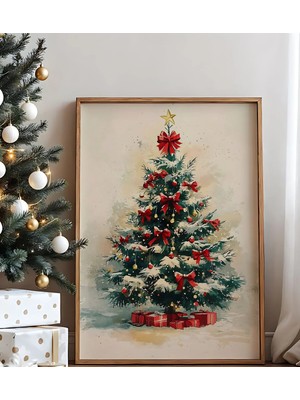 Voba Store Yılbaşı Ağacı Temalı Çerçeve Görünümlü Mdf Tablo -2