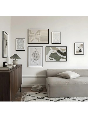 Voba Store Voba 6 Parça Büyük Boy Çerçeve Görünümlü Modern Mdf Tablo Seti /duvar Dekoru-Altılı