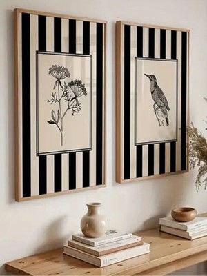 Voba Store Ikili Modern Çerçeve Görünümlü Mdf Baskı Tablo Seti