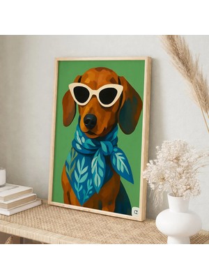 Voba Store Mizahi Köpek Temalı Çerçeve Görünümlü Mdf Tablo-75