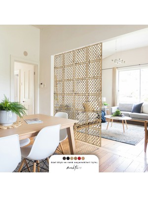 Makta ® Perde Paravan | Lazer Kesim Ahşap Sarkıt Seperatör, 4'lü Panel Levha Seti