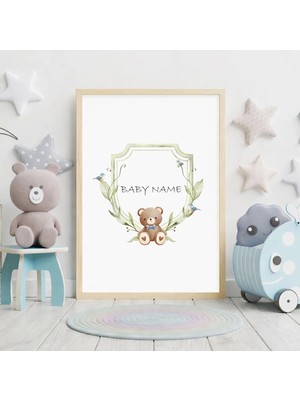 Voba Store Kişiselleştirilmiş Çocuk Odası Isimli Ayı Temalı Çerçeve Görünümüne Sahip Mdf Tablo-72