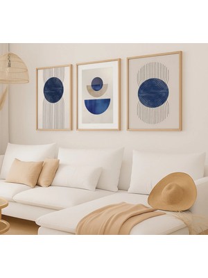 Voba Store 3 Parça Bohem Çerçeve Görünümlü Mdf Tablo Seti 95-Bej