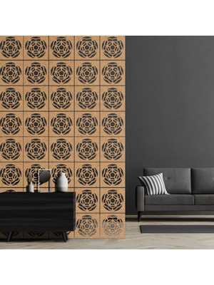 Makta ® Perde Paravan | Lazer Kesim Ahşap Sarkıt Seperatör, 4'lü Panel Levha Seti