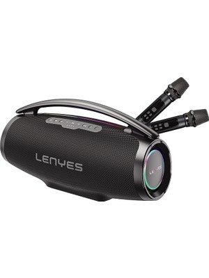 Lenyes Boost x Serisi Rgb Işıklı Çift Mikrofonlu Taşınabilir Bluetooth Hoparlör V5.3 600W Siyah