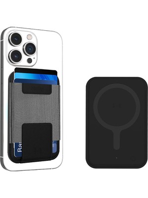Micflip P065 Ultra Ince Tasarım Ios Cihazlara Özel Findmy Özellikli Magnetik Standlı Kartlık Siyah